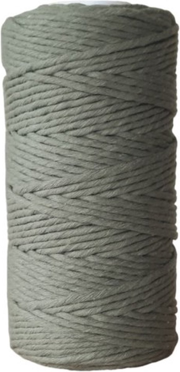 Cafuné Lux Macrame garen – 3 mm – Kaki – 100 meter – Gerecycled katoen – OEKOTEX STANDARD 100 – Macrame touw – Uitkambaar koord