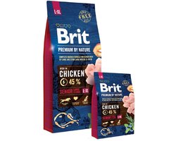 Brit Premium By Nature - Droog Hondenvoer - Senior Large/XL - Kip - 15kg