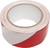 Deltafix vloermarkeringstape pvc zelfklevend rood / wit 33 m x 50 mm x 0.16