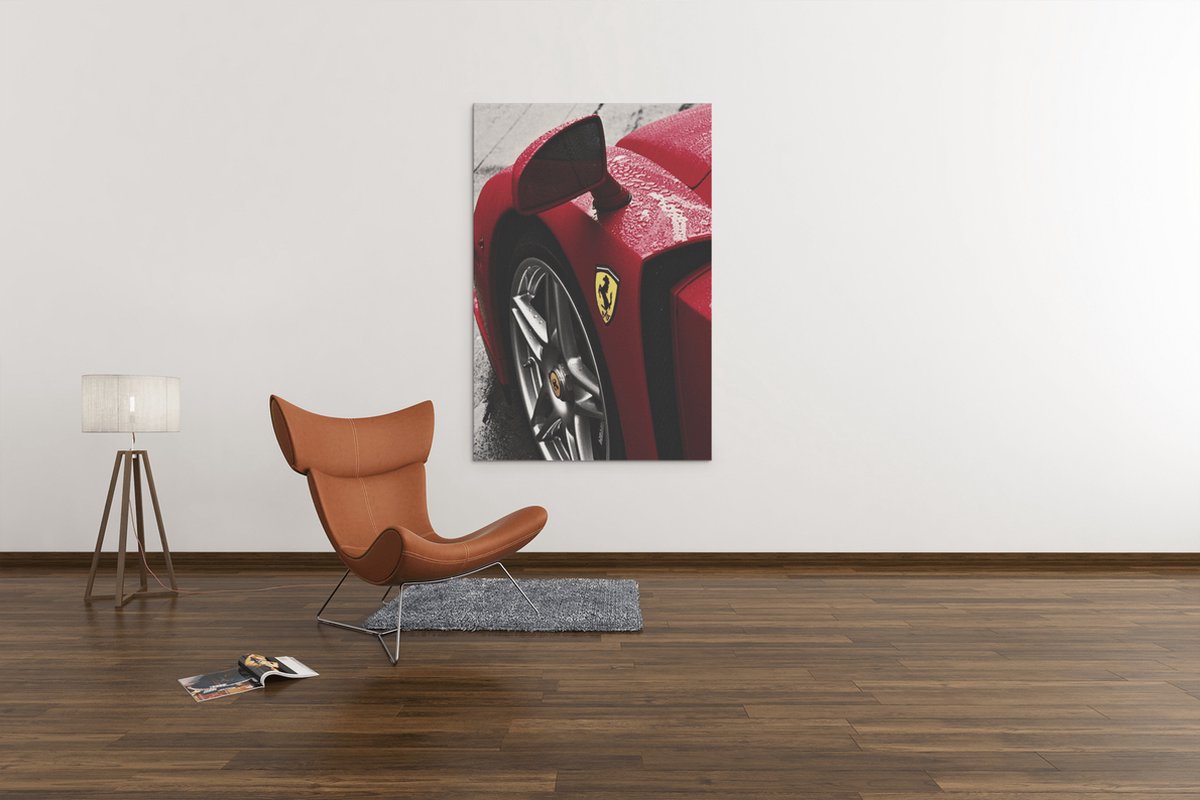 Trendex Global Canvas Schilderij - Auto - Sportwagen - Ferrari - 60x40 cm Rood