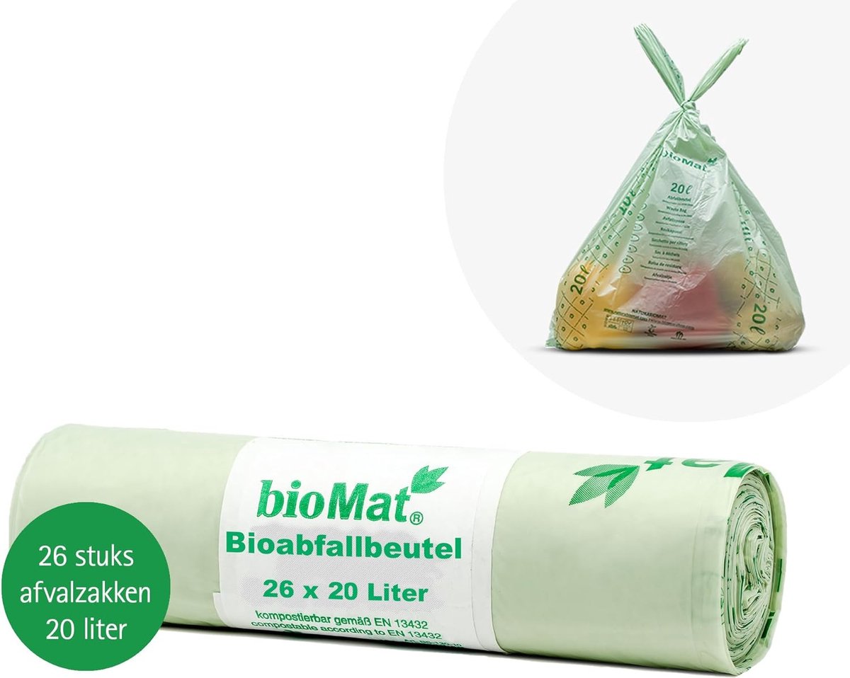 Goedkoopste BioMat Composteerbare Afvalzak - 20 liter - 26 stuks