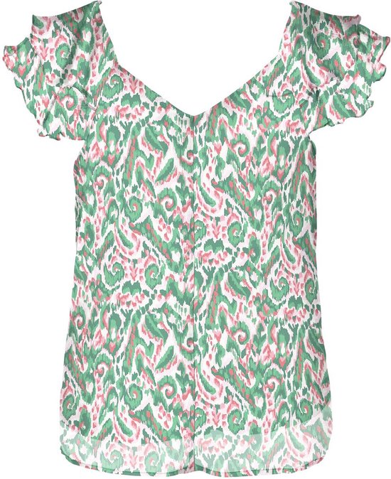 Only Top Onlasra Life Capsleeve V-neck Top E 15337830 Deep Mint/boho Bloom Dames Maat - S