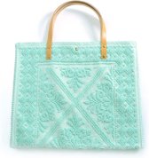 Ibiza Shopper / Handtas met leren handvat - Mintgroen