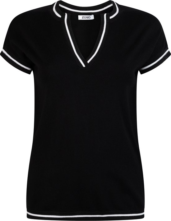Zoso T-shirt Vera Knitted Sweater 242 0000 Black Dames Maat - S