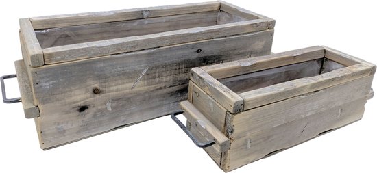 Plantenbakken voor buiten en binnen – 2 houten planten bakken rechthoek | GerichteKeuze