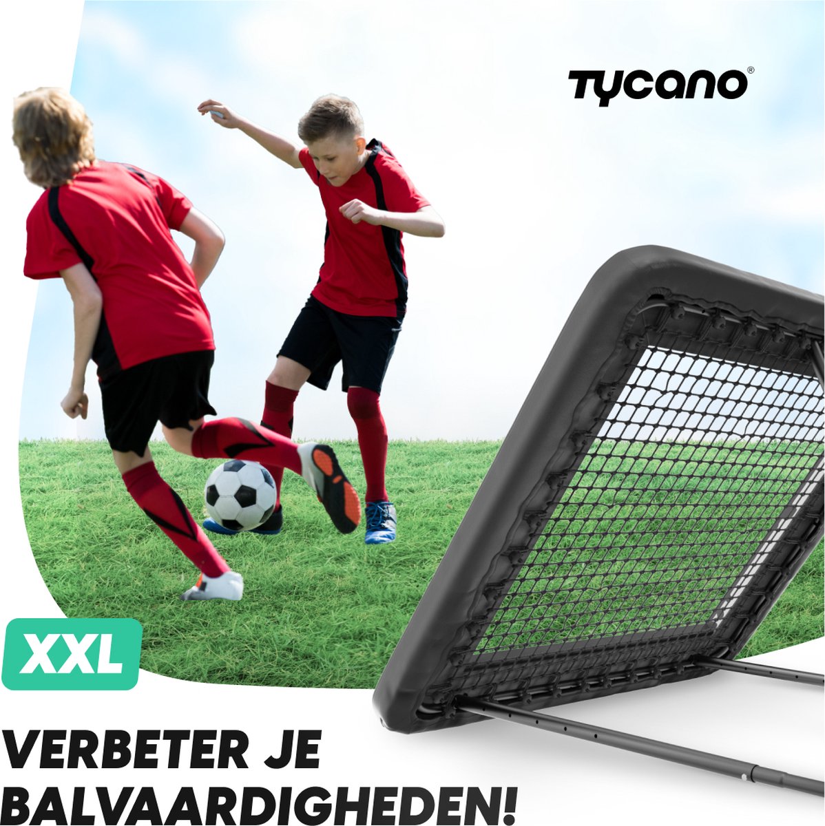 Tycano Verstelbare Rebounder - 84 x 84 cm - Voetbaldoel - Kickback - Voetbal Bouncer - Tchouk — afbeelding 3