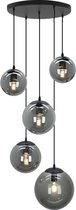 Olucia Dolf - Design Hanglamp - 5L - Metaal/Glas - Grijs;Zwart - Rond - 57 cm