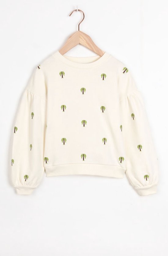 Sissy-Boy - Off-white sweater met palmboom embroidery