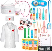 Houten dokterskoffer voor kinderen, speelgoed, 34-delige set Arts decoratief speelgoed met stethoscoop