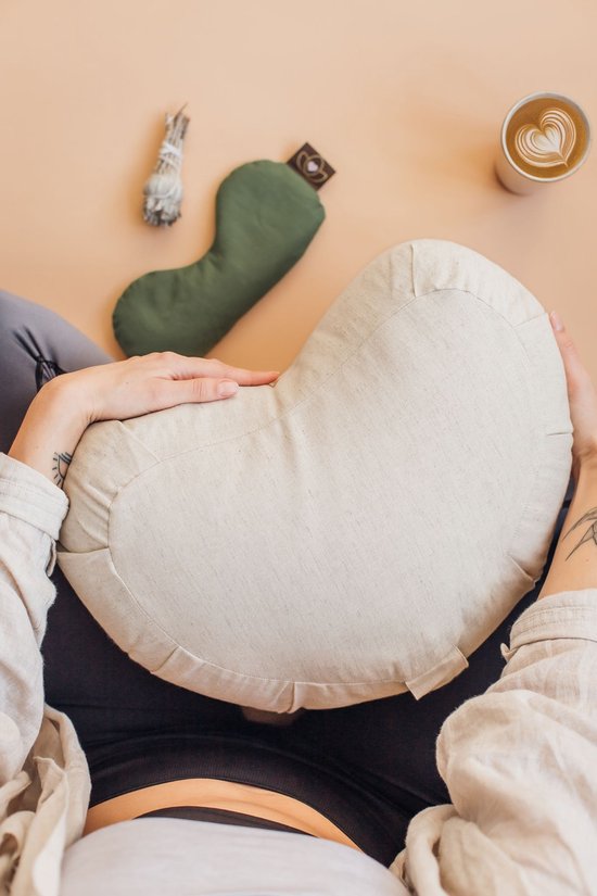 Meditatiekussen linnen naturel halve maan - Pure - Yoga kussen van Pure — afbeelding 2