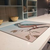 Inductie beschermer IJsvogel schilderij | 76 x 51.5 cm | Keukendecoratie | Bescherm mat | Inductie afdekplaat