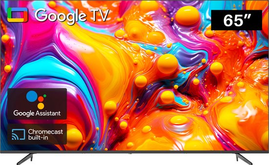 TEEVIEW TV65QUG 65 inch 4K Ultra HD LED Google TV | Frameless Design | Smart TV | 3xHDMI 2x USB | Ci+ | Triple Tuner DVB-T/T2/S/S2/C | in Eindhoven geassembleerd