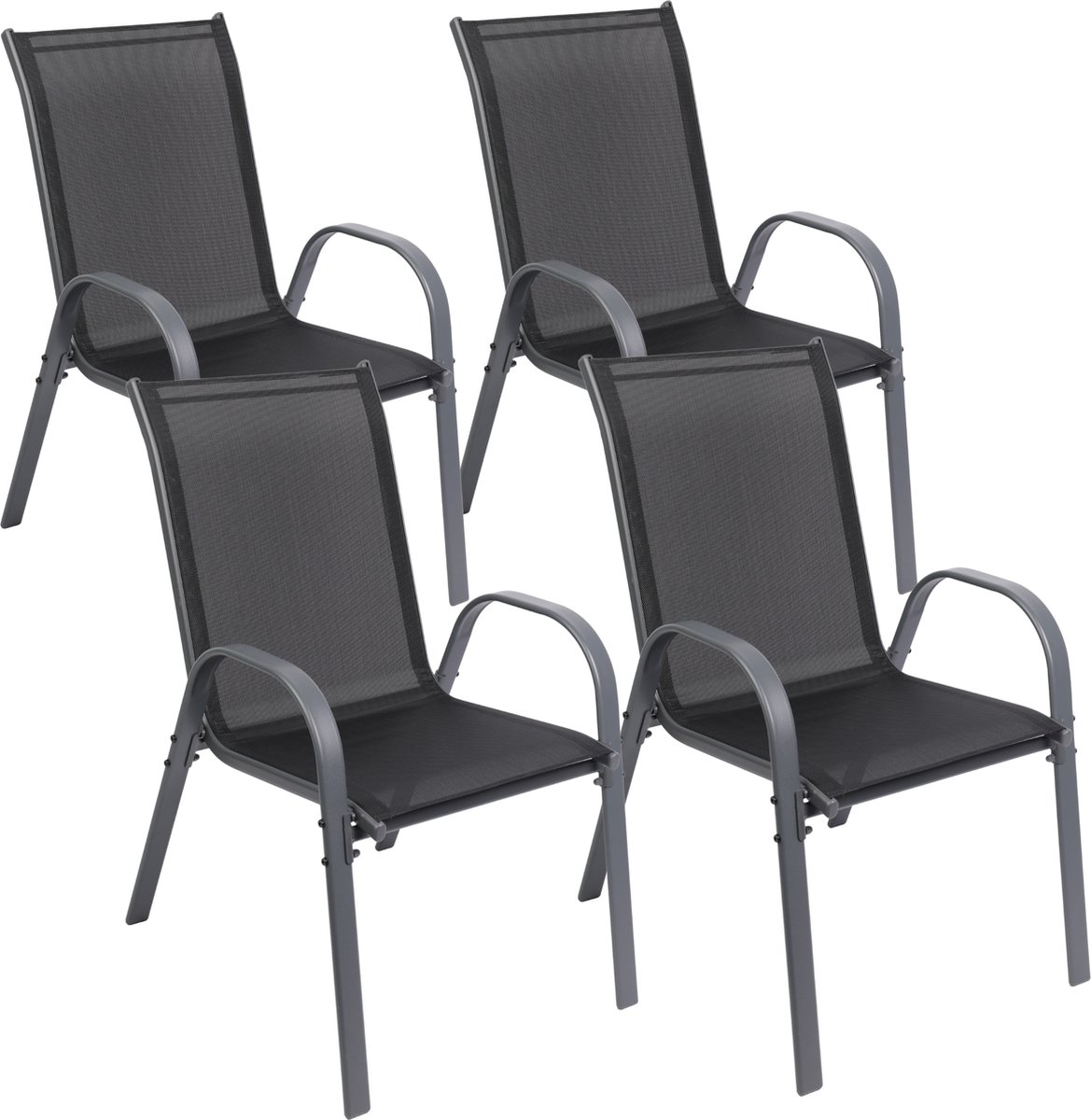 Albatros Kuba Tuinstoelen Set van 4 - Stapelbare Tuinstoelen met Robuust Metalen Frame en Hoog Draagvermogen - Comfortabele stapelbare stoelen ook als Terrasstoelen of Balkonstoelen