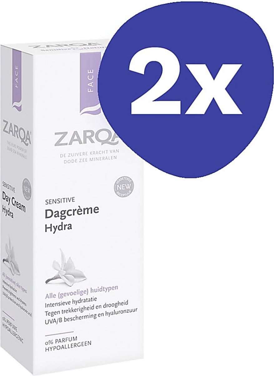 Goedkoopste Zarqa Dagcreme Hydra (gevoelige, droge huid) (2x 50ml