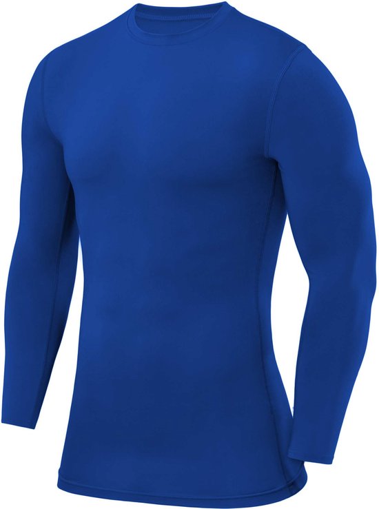 PowerLayer Jongens Compression Basislaag Top Lange Mouw Onderhemd - Helderblauw, 6-8 Jaar