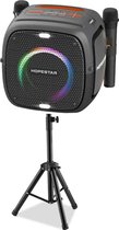 DrPhone SolarFlare – Karaoke Bluetooth Speaker – Partybox - Met Twee Microfoons – Bluetooth 5.0/ Micro-SD / Aux 3.5mm / USB – 80W Speaker – High Power Outdoor Karaoke Speaker – Met RGB Verlichting – Draagbare Speaker - Zwart