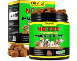 NO POO + PROBIOTICS IMMUNE CHEWS - geen poep - voedingssupplement helpt honden te stoppen met ontlasting eten - voorkomt wormenkuur met ontworming middel - verbetert darmflora en weerstand - 150 brokjes