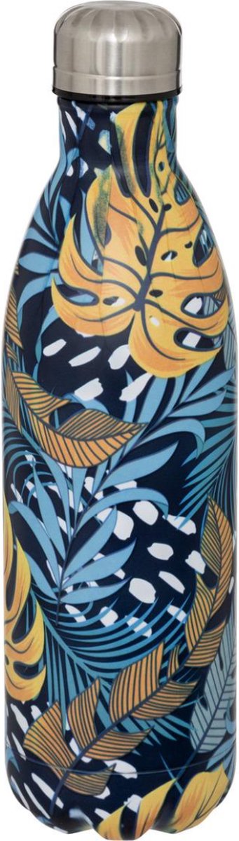 Thermosfles Tropical 1000 ml Wite / Blauw / Geel / Oranje - Eén liter - RVS drinkfles - waterfles - thermosfles - Prints - Thermosbeker