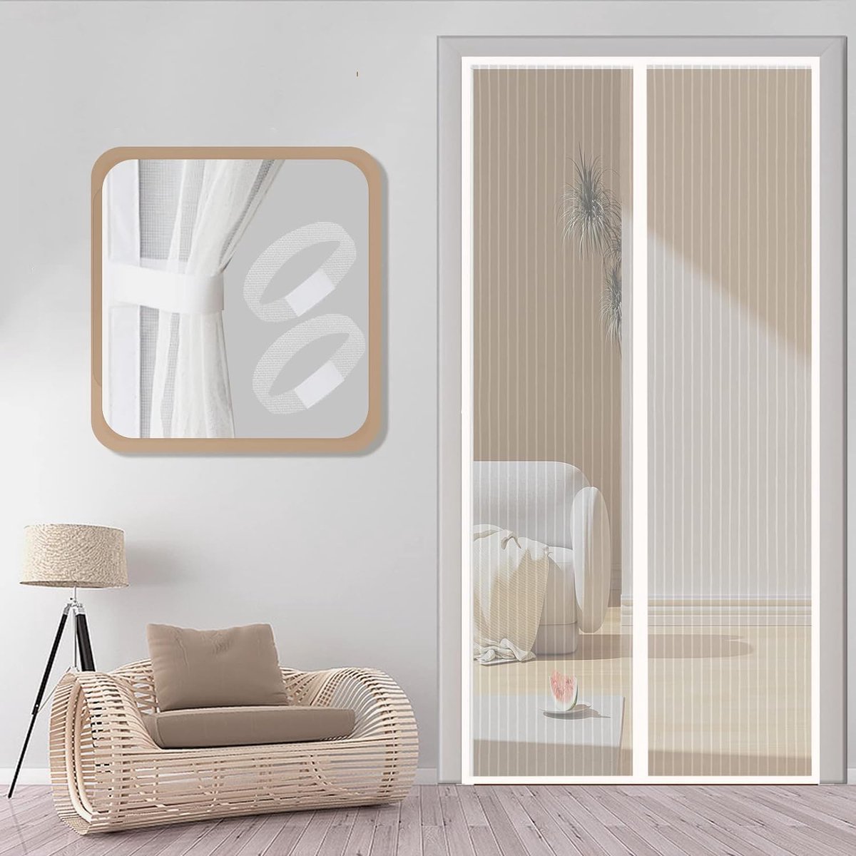 Vliegengaas voor balkondeur, zonder boren, 100 x 200 cm, automatisch afsluitend muggennet, vliegengordijn voor terrasdeur, balkondeur, huisdeur, woonkamerdeur