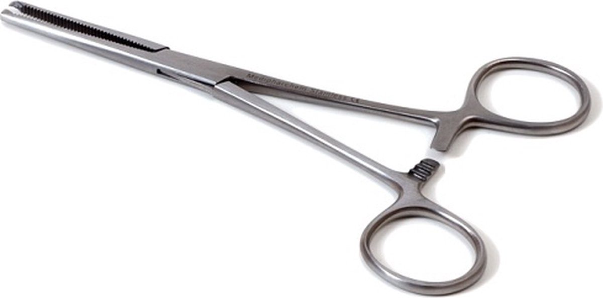 Goedkoopste Kocher arterieklem 1x2 tanden 14cm. recht rvs. Medipharchem - RVS - Hoogwaardige kwaliteit - Recht