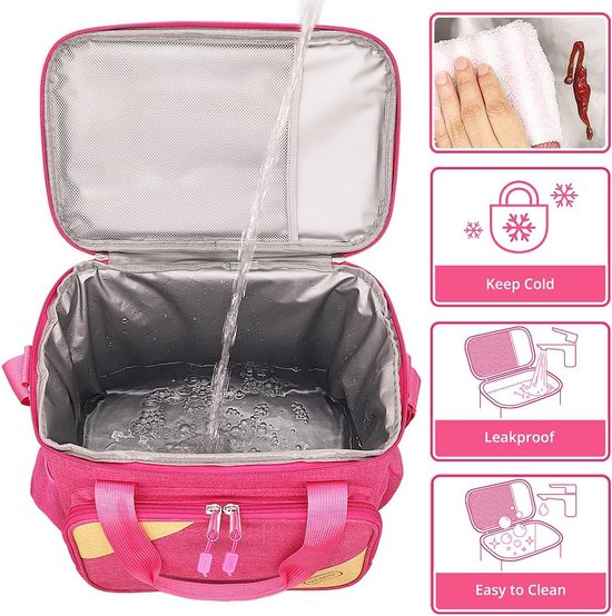 Koeltas, lunchtas voor dames en heren, picknicktas voor kantoorwerk, campingkeuken, strand, lekvrij, gemakkelijk te reinigen, lunchbox, geschenkdoos, editie, 10 l, grote koeltas, roze van KOEL — afbeelding 5