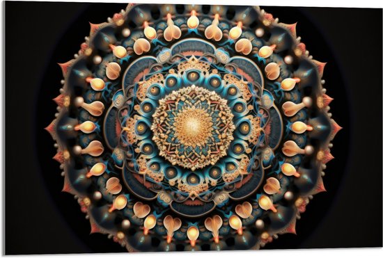 Acrylglas - Mandala - Figuren - Vormpjes - Kleuren - 90x60 cm Foto op Acrylglas (Wanddecoratie op Acrylaat)