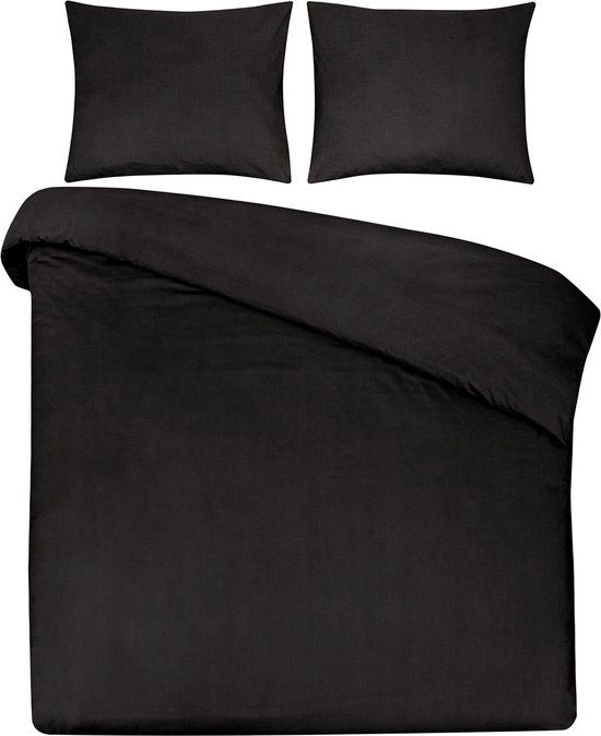 Housse de couette Uni - 100% coton naturel - 240x200/220 - noir