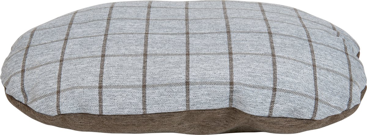 Tartan Ovaal Kussen Lichtgrijs/taupe-xxl 105x65cm - Hond - Animal Boulevard - Ab10321 - Lichtgrijs/taupe 105x65cm