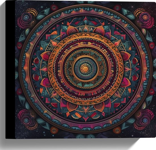Canvas - Mandala - Kleuren - Rond - 30x30 cm Foto op Canvas Schilderij (Wanddecoratie op Canvas)