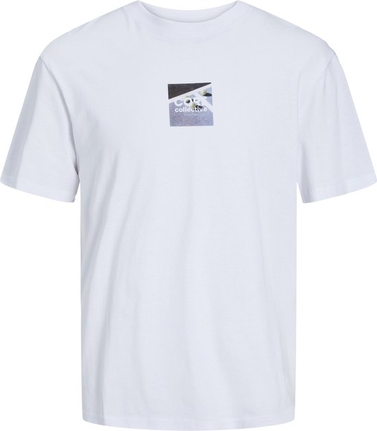 Jack & Jones T-shirt Jcoedition Berlin Tee Ss Crew Neck 12253423 Bright White/tennis Mannen Maat - XXL