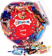 Méga mélange de chocolat Mars Celebrations avec l'inscription "I Love You!" - chocolat de Twix, Snickers, Mars, Bounty, Maltesers, MilkyWay & Galaxy - 1155g