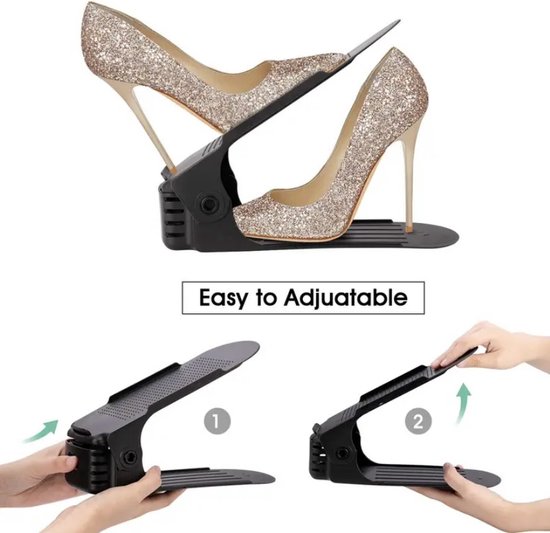 10 x organisateurs de chaussures réglables Noir - Système de rangement - Noir