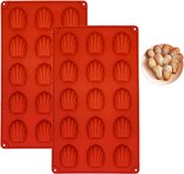 Madeleine bakvorm, siliconen bakvorm voor Madeleine (15 holle ruimtes, rood)