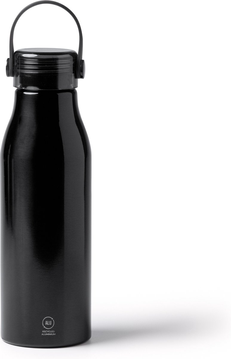 Zwarte Design Waterfles/drinkfles/sportfles - aluminium - 750 ml - schroefdop