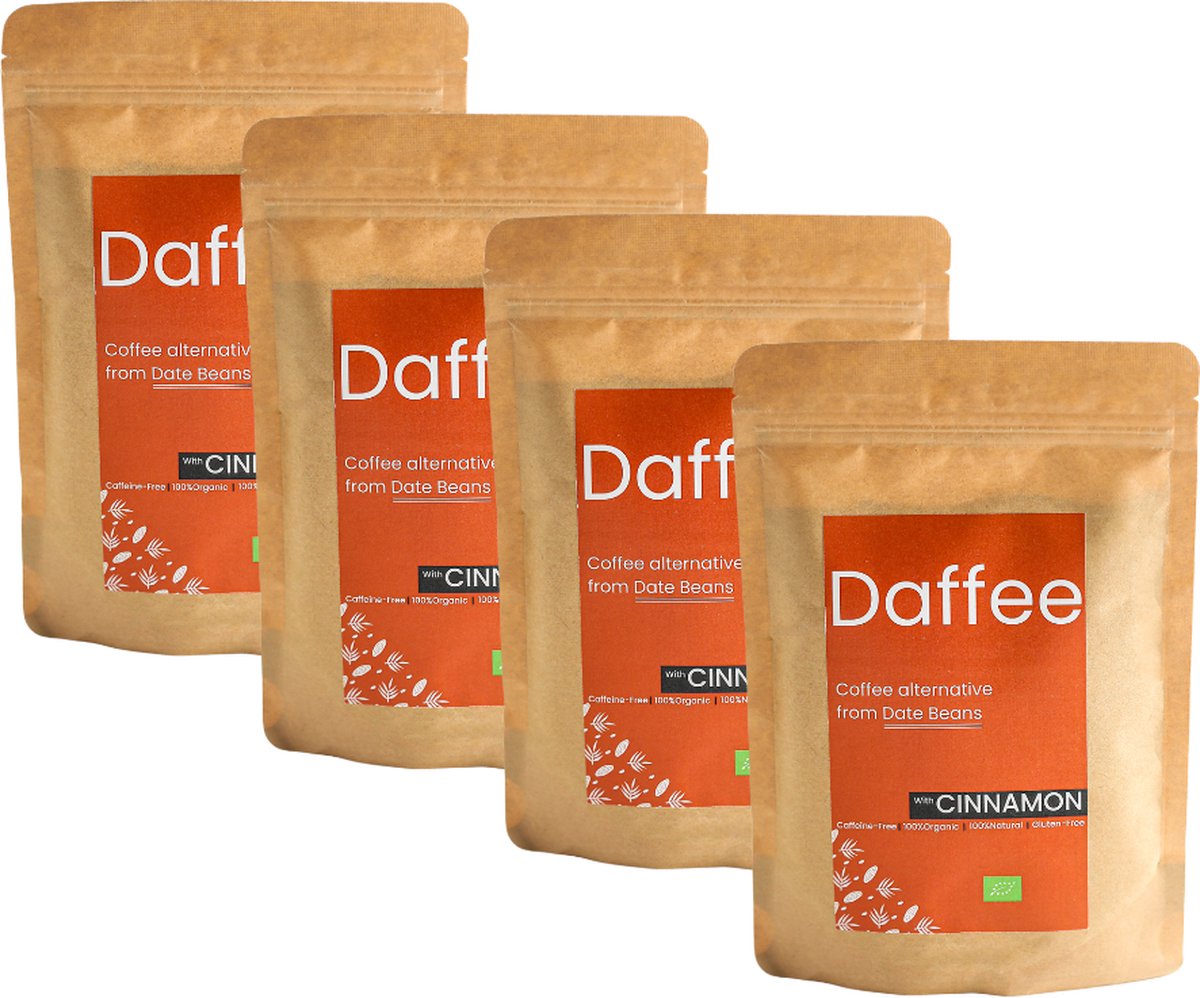 Goedkoopste Daffee koffie, dadel koffie, een duurzame en heerlijke koffie alternatief gemaakt van geüpcycled dadel bonen, gezond, organisch, en caffeine vrij. gemixed met natural cinnamon mix kruiden. (4 250gr