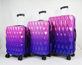 Senella Luxe kofferset - 3-delige kofferset - Reiskoffer met wielen - ABS kofferset - Hardcase kofferset - TSA slot - Luxe design - Beige/paars