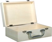 Rayher hobby Houten koffer kistje - sluiting/deksel - 25 x 16 x 9 cm - Sieraden/spulletjes - opberg box - kleine kistjes - pennendoos
