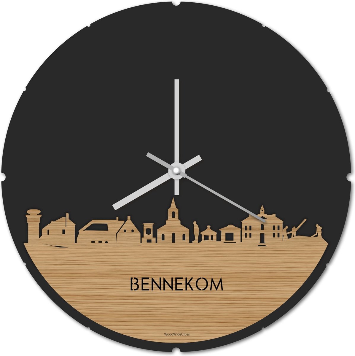 Skyline Klok Rond Bennekom Bamboe hout - Ø 44 cm - Stil uurwerk - Wanddecoratie - Meer steden beschikbaar - Woonkamer idee - Woondecoratie - City Art - Steden kunst - Cadeau voor hem - Cadeau voor haar - Jubileum - Trouwerij - Housewarming -