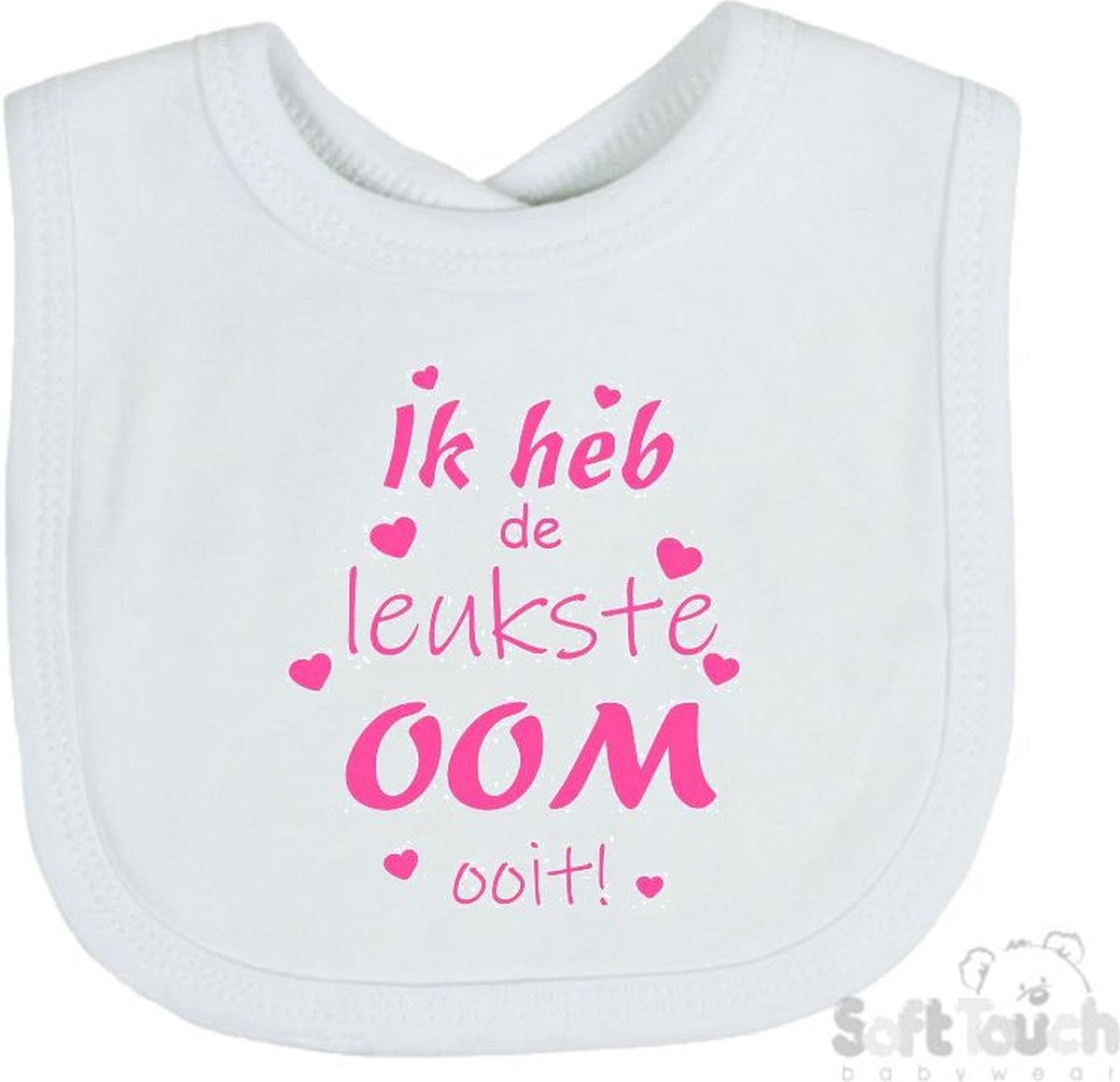 Goedkoopste Soft Touch Slabber Slabbetje Slab Ik heb de leukste OOM ooit! Unisex Katoen Wit/roze Maat 33x22 Cm