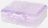 Boîte à lunch - 4 pièces - Corbeille à salade/pain - Incl. tasse à sauce - Transparent/violet