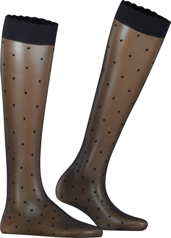 FALKE Dot 15 DEN dames kniekousen - zwart (black) - Maat: 39-42