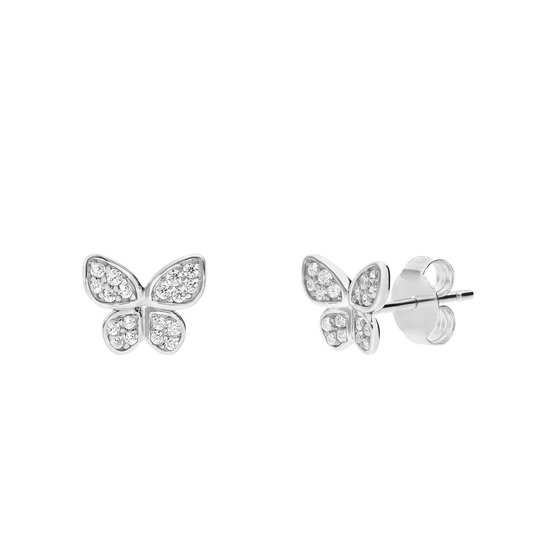 Lucardi Femme Clous d'oreilles en argent papillon zircone - Boucles d'oreilles - Argent 925 - Couleur argent