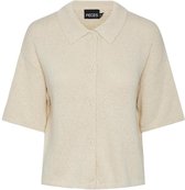 Pieces Blouse Pcarisa Ss Button Knit Top 17148797 Raw Cotton Dames Maat - XL