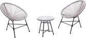 Concept-U - Tuinmeubels 2 ronde fauteuils en lichtgrijze salontafel ACAPULCO