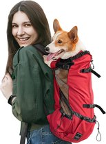 Bastix - Hondendraagrugzak, draagbare verstelbare hondenrugzak, geventileerde huisdierdraagrugzak, huisdierenrugzak voor wandelen, buitenshuis, wandelen, bergbeklimmen, reizen (L, rood)