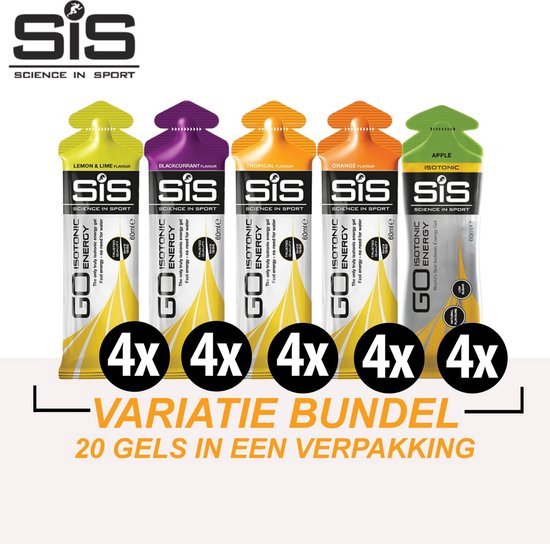 Science in Sport - SiS Go Isotonic Energiegel - 20x60 ml - Variatie pack bundel - Lemon & Lime, Orange, Apple, Tropical & Blackcurrant — afbeelding 4
