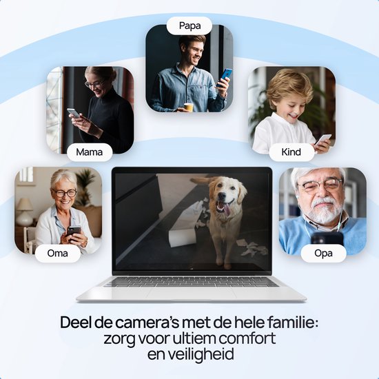 Caméra de sécurité intérieure Protectly® - Caméra pour animaux de compagnie avec application - Petcam - Caméra pour chien - Avec application WiFi - 2K 3MP Ultra HD - Détection de mouvement et de son - Caméra intérieure - Zwart
