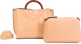 Trendy Handtas Ines Delaure - bag in bag - 2 handtassen - perzik kleur