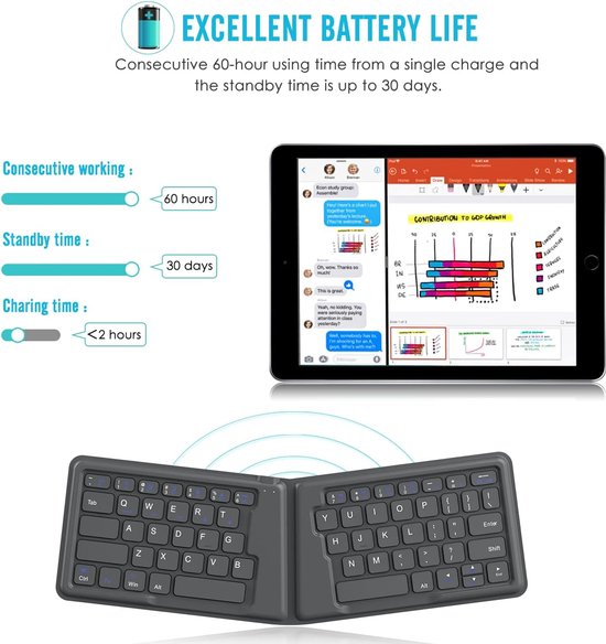 Mcbazel Opvouwbaar toetsenbord, Bluetooth 5.0 met touchpad, draagbaar, draadloos toetsenbord voor tablet/mobiele telefoon/pc/iOS/Android/MacOS/Windows Mcbazel Opvouwbaar toetsenbord, Bluetooth 5.0 met touchpad, draagbaar, draadloos toetsenbord voor tablet/mobiele telefoon/pc/iOS/Android/MacOS/Windows