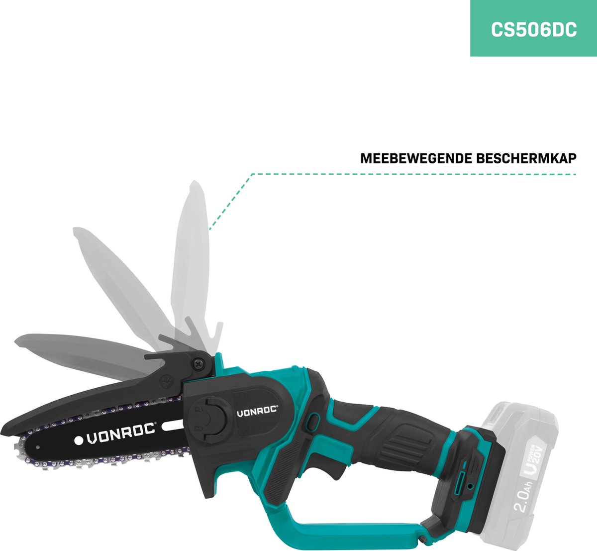 VONROC Mini Kettingzaag 20V – 152mm - Zonder accu en snellader – foto 3